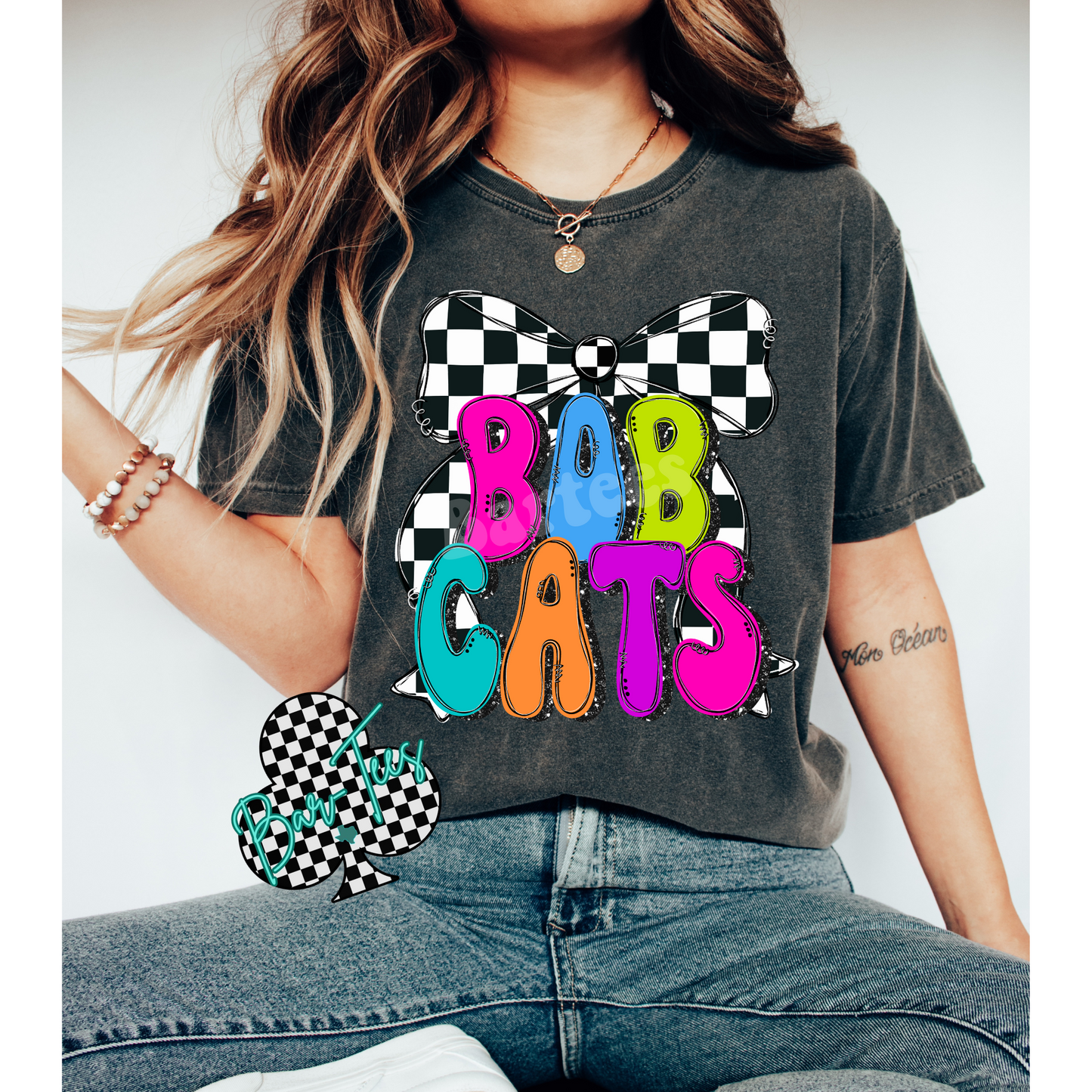 Youth Preppy Neon Checkered Mascot Tees/Sweatshirts