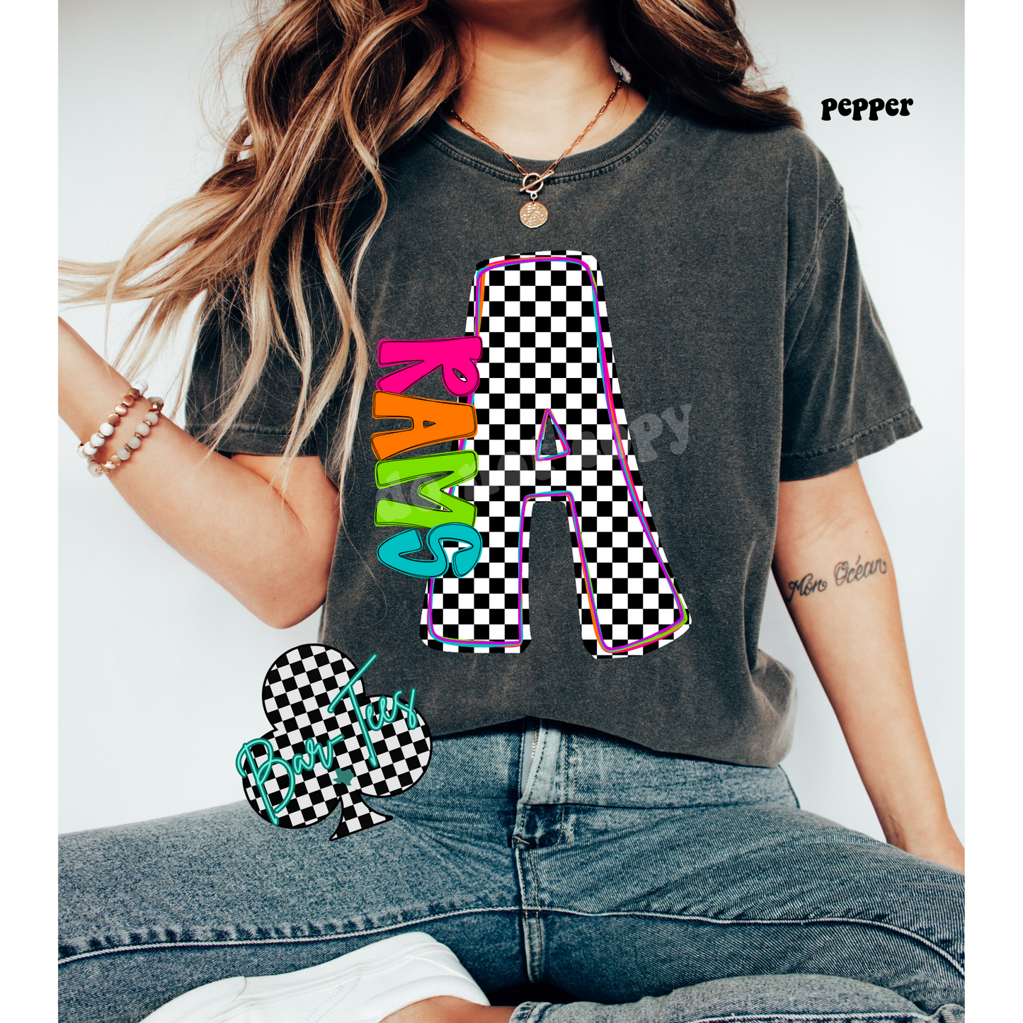 Neon Checkered Monogram Tee
