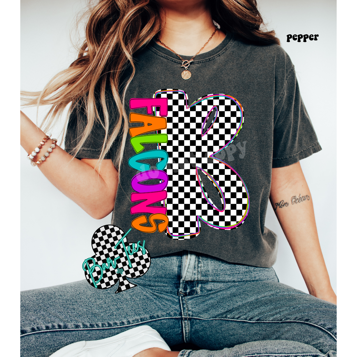 Neon Checkered Monogram Tee
