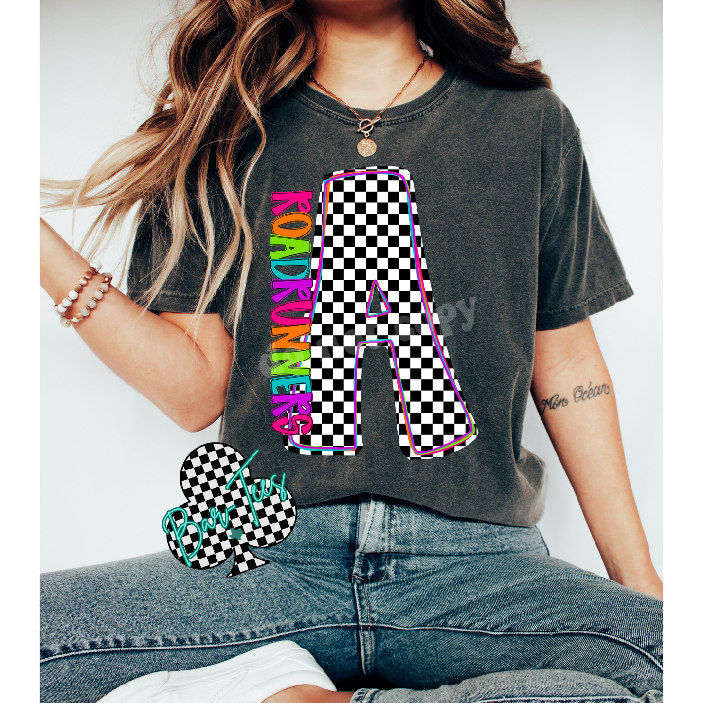 Neon Checkered Monogram Tee