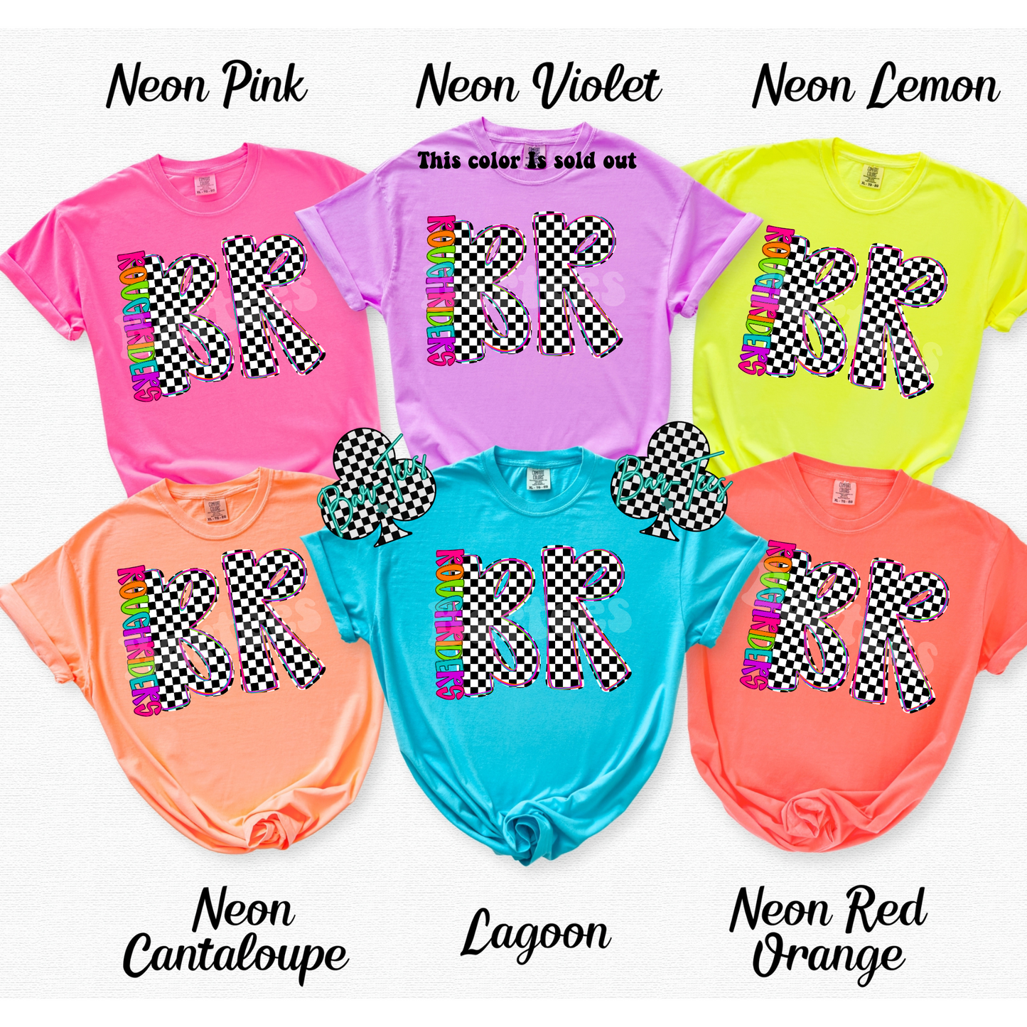 Boys Ranch Roughriders Neon Checkered Monogram