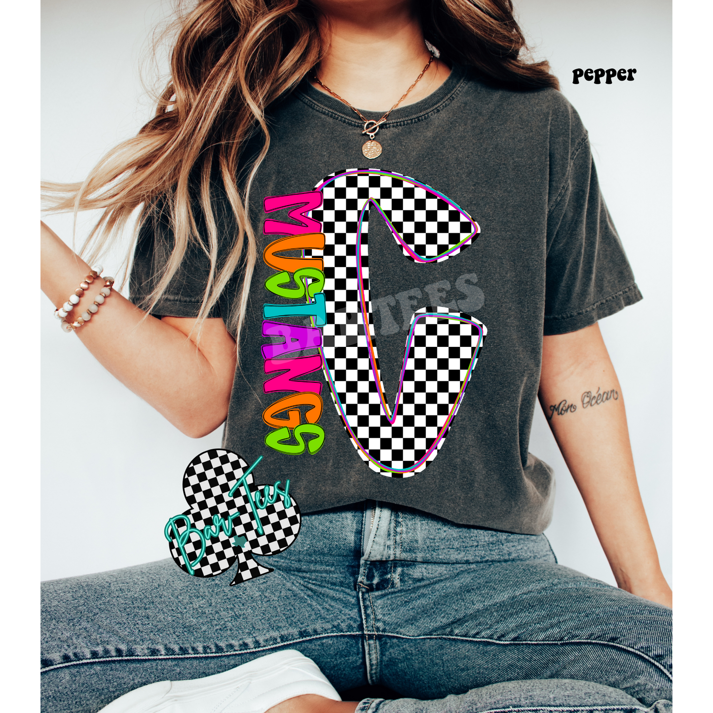 Neon Checkered Monogram Tee