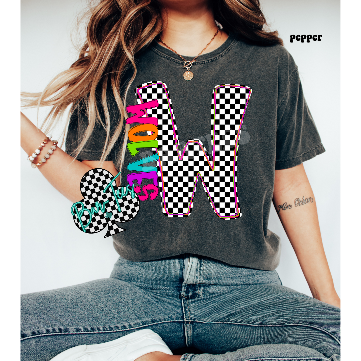 Neon Checkered Monogram Tee