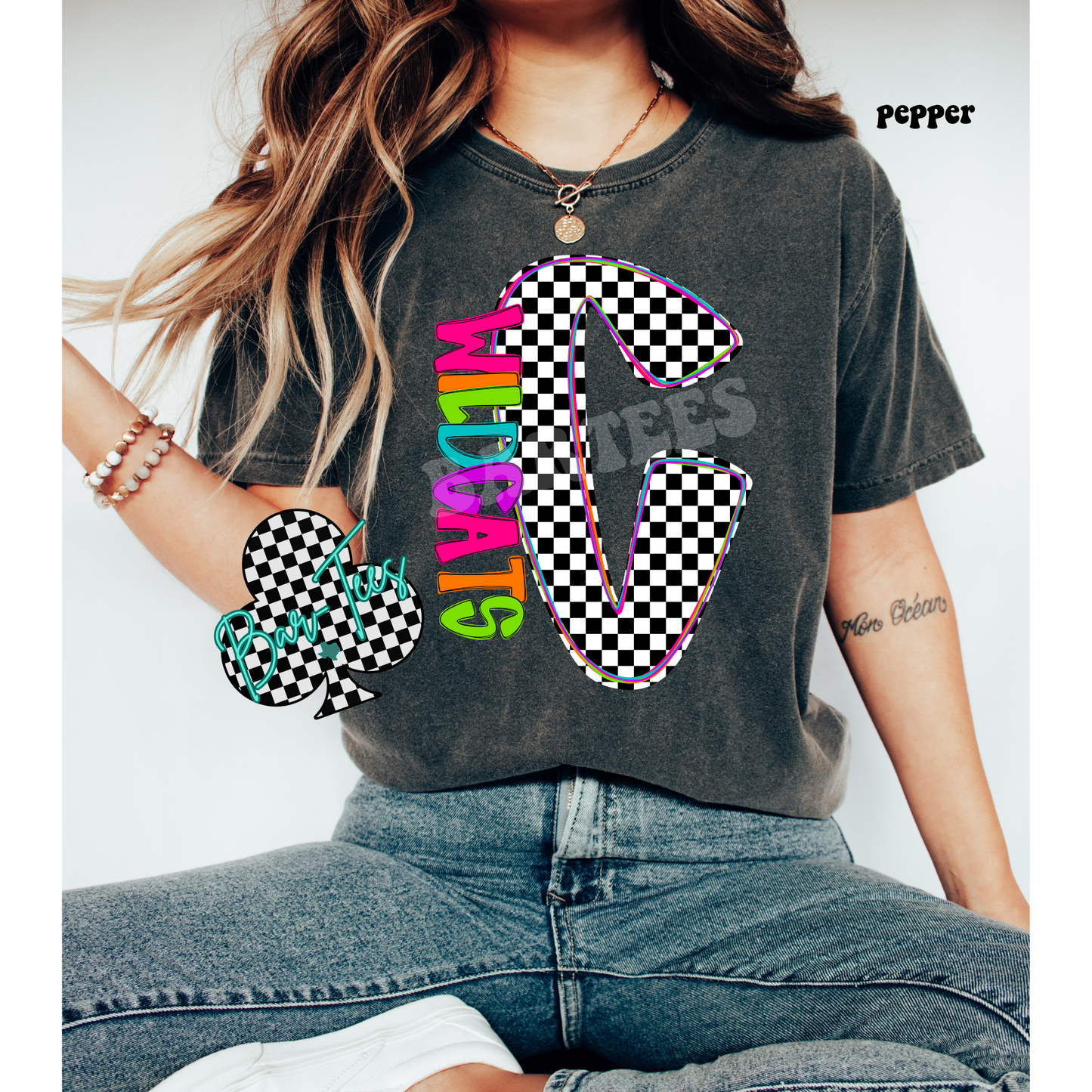 Neon Checkered Monogram Tee