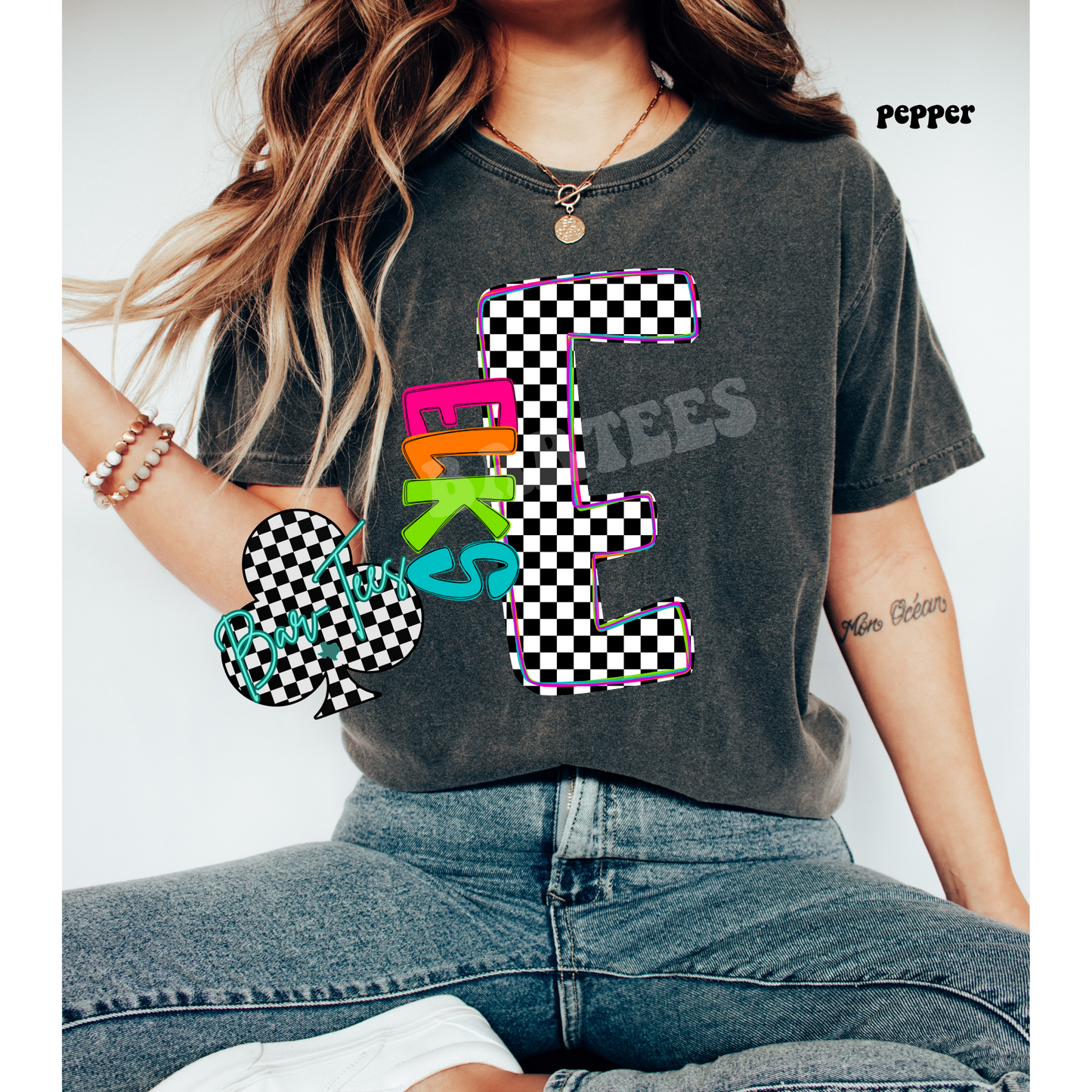 Neon Checkered Monogram Tee