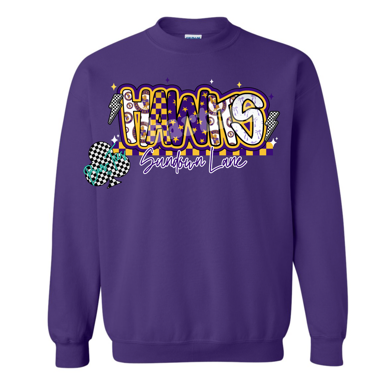 Sundown Lane Hawks Mascot Font Tee/Sweatshirt Adult & Youth