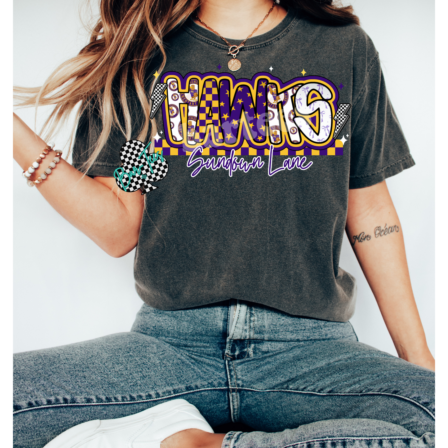 Sundown Lane Hawks Mascot Font Tee/Sweatshirt Adult & Youth