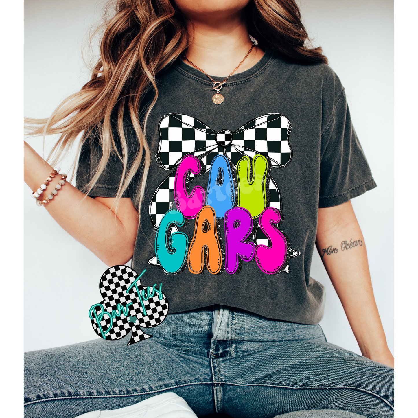 Youth Preppy Neon Checkered Mascot Tees/Sweatshirts