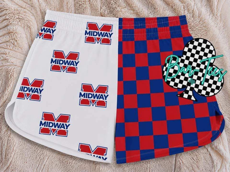 Midway Panthers Custom Mascot Split Checkered Shorts
