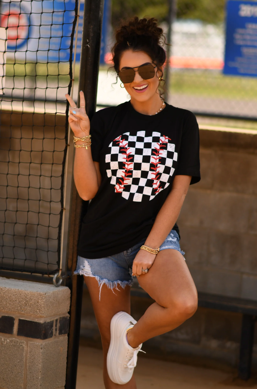 READY TO SHIP! Checkered Baseball Tees