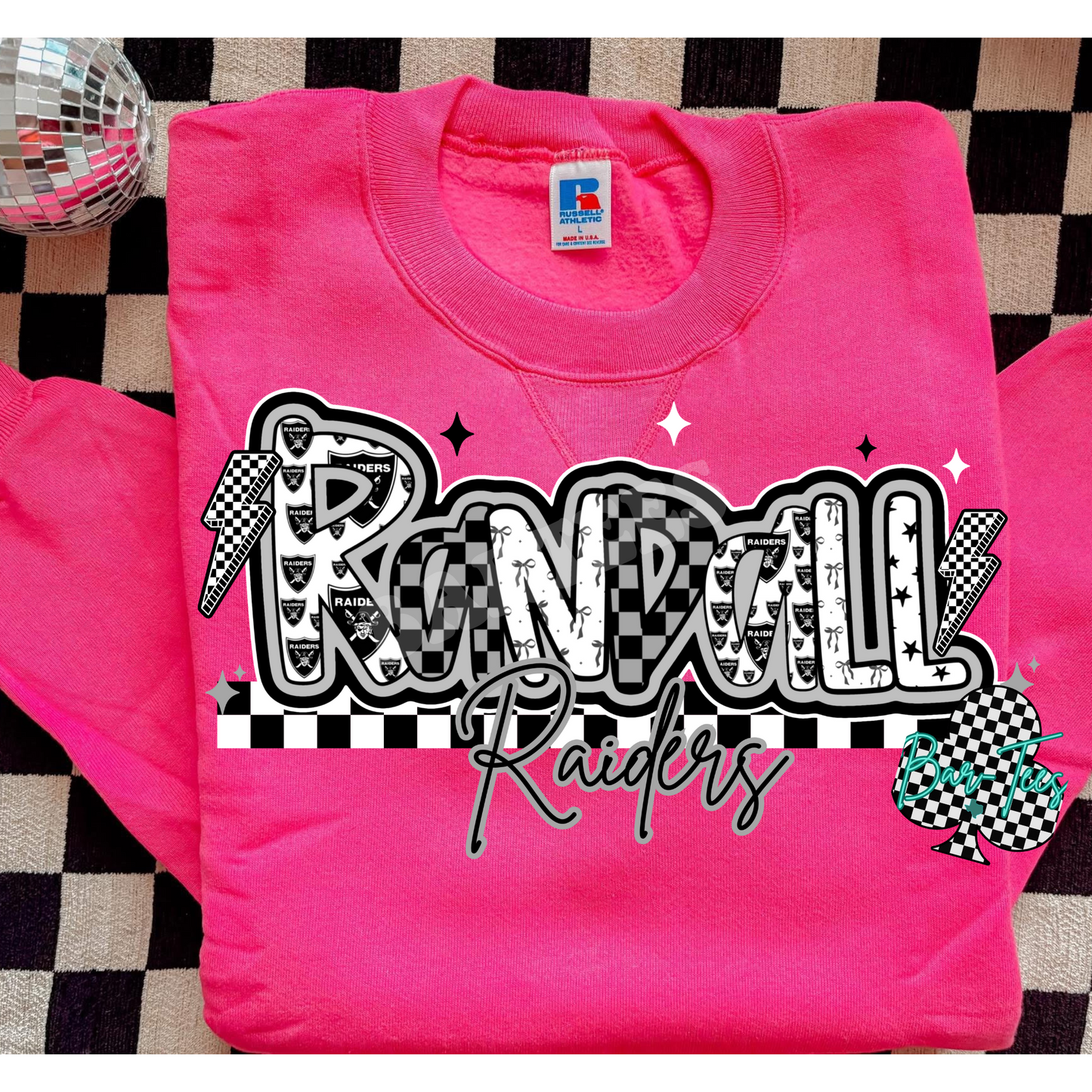 Randall Raiders Mascot Font Tee/Sweatshirt