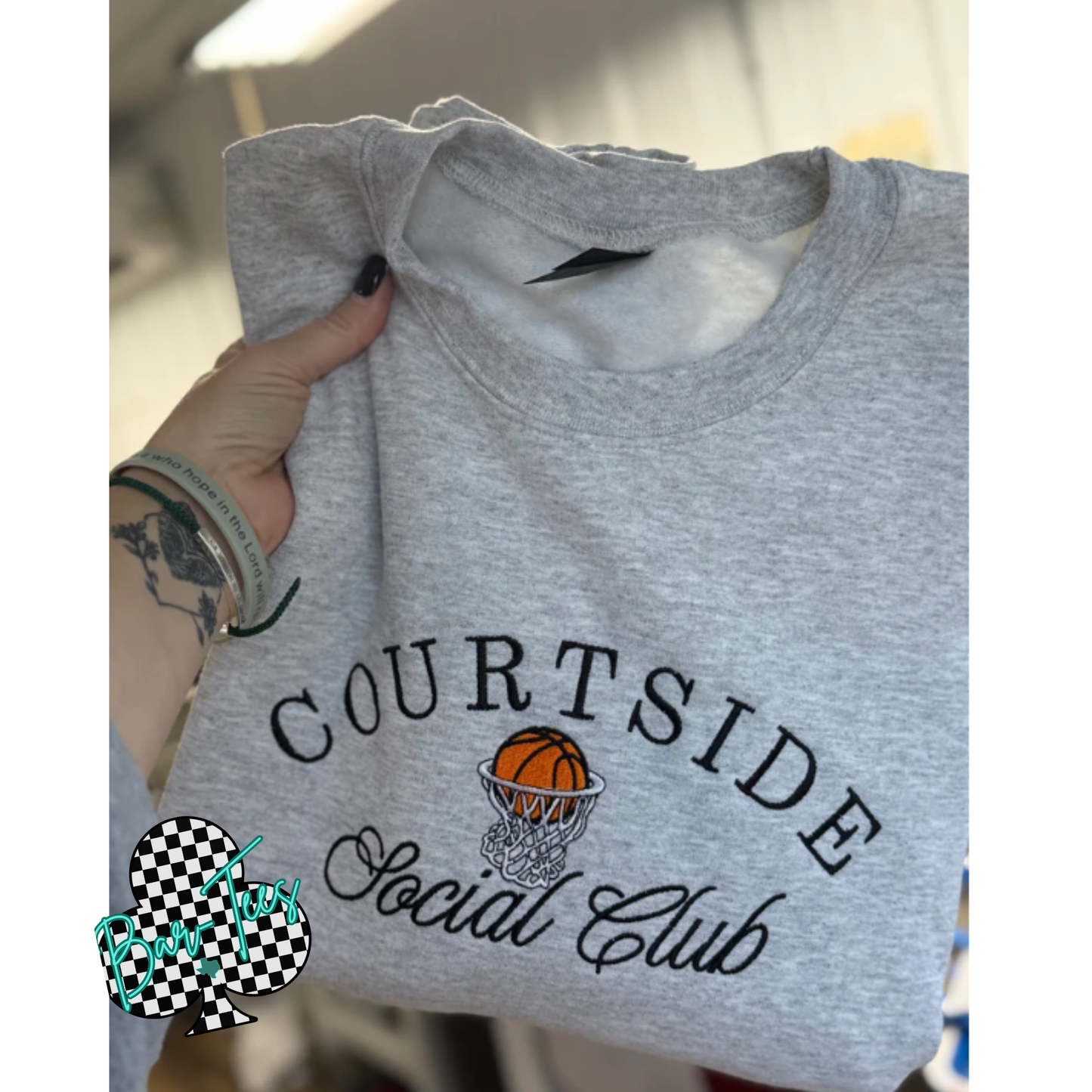 Embroidered Court side Basketball Social Club Sweatshirt