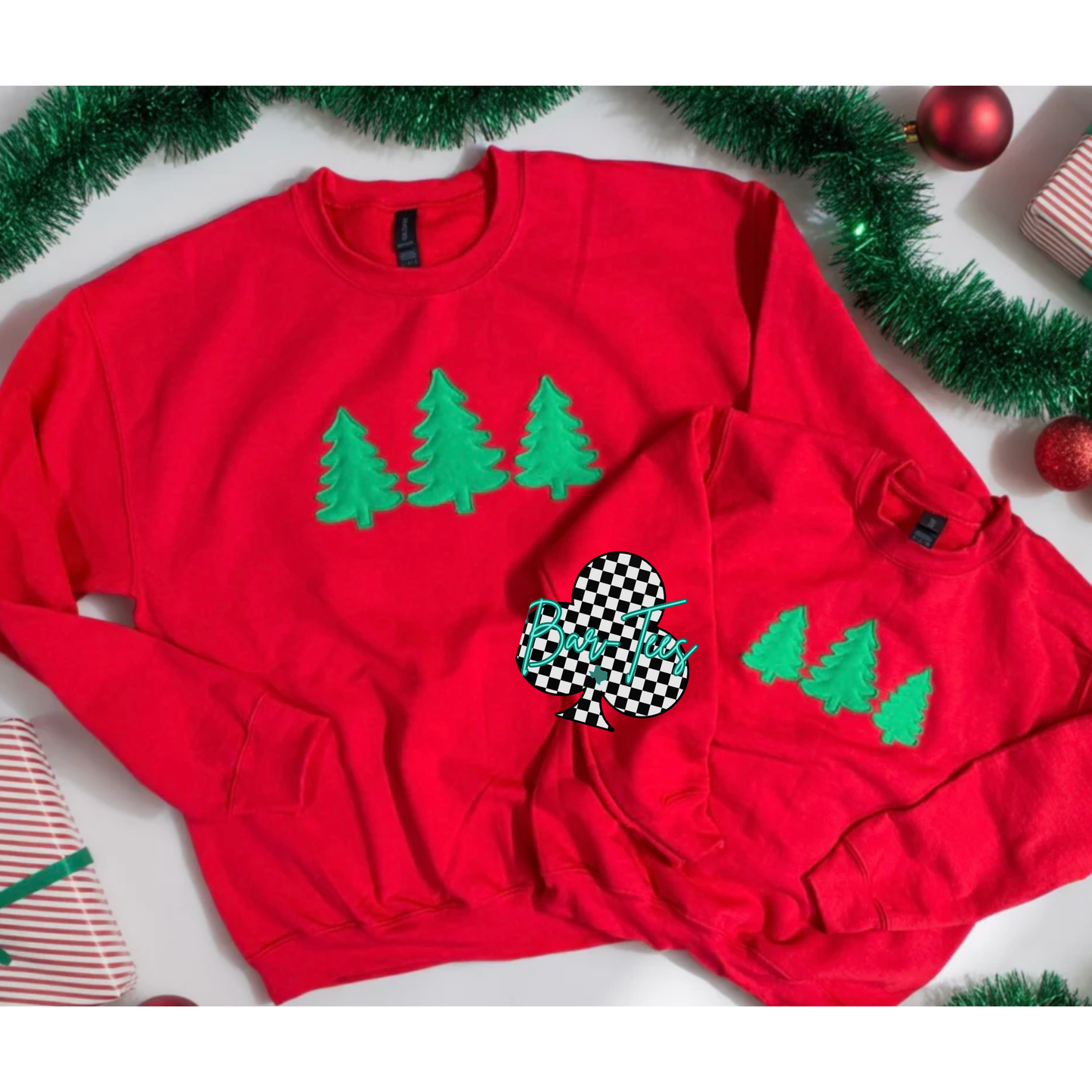 Christms Tree Raggy Embroidered Sweatshirt
