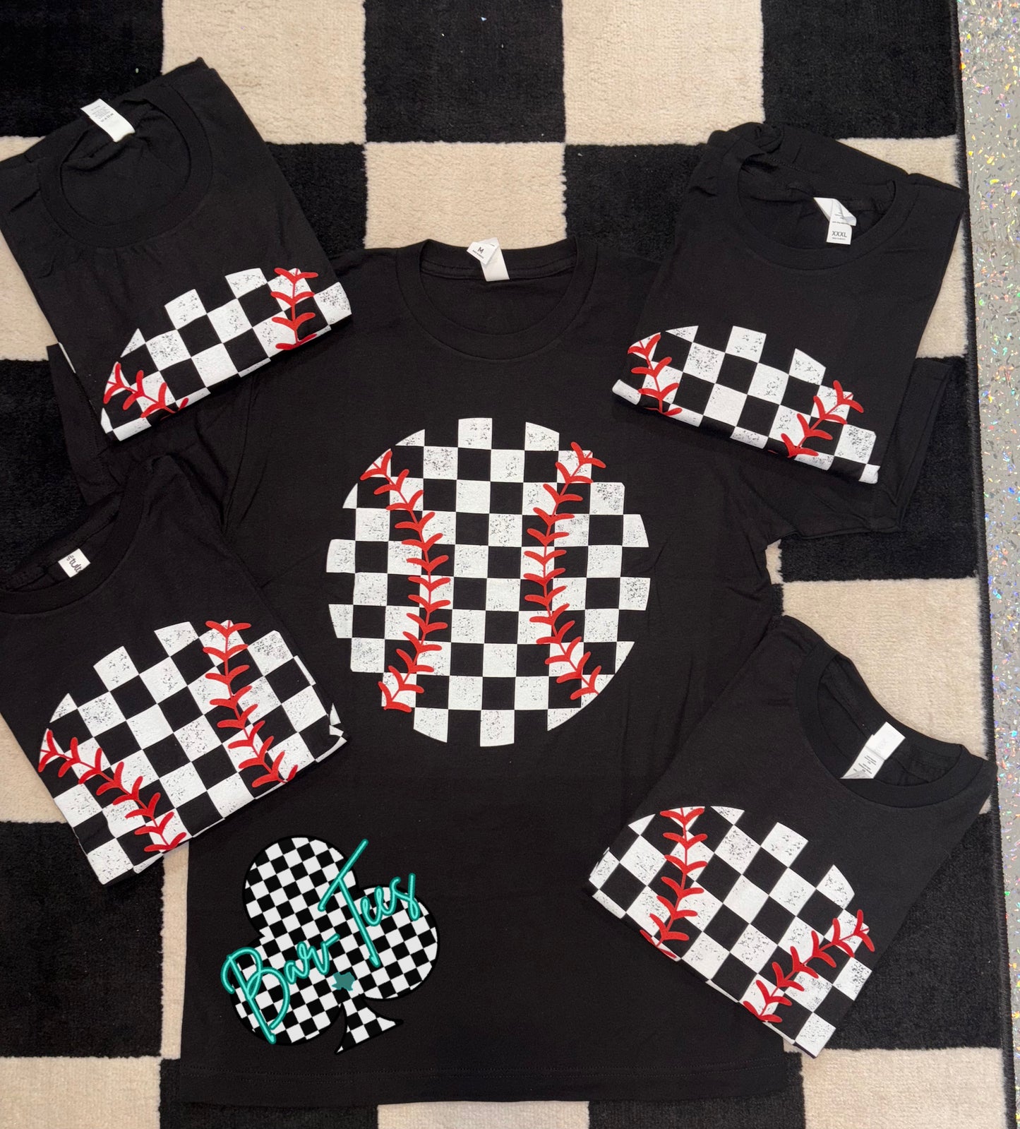 READY TO SHIP! Checkered Baseball Tees