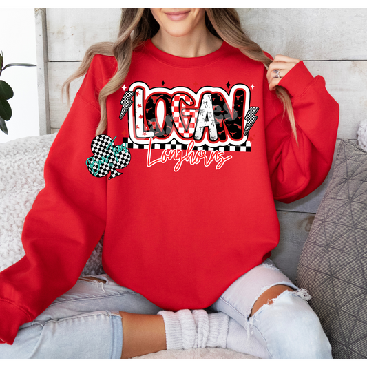 Logan Longhorns Mascot Font Tee/Sweatshirt Adult & Youth