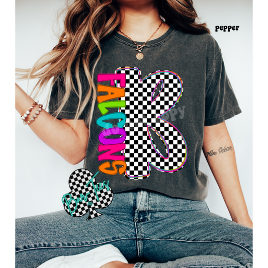Bushland Falcons Neon Checkered Monogram