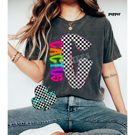 Cactus Neon Checkered Monogram