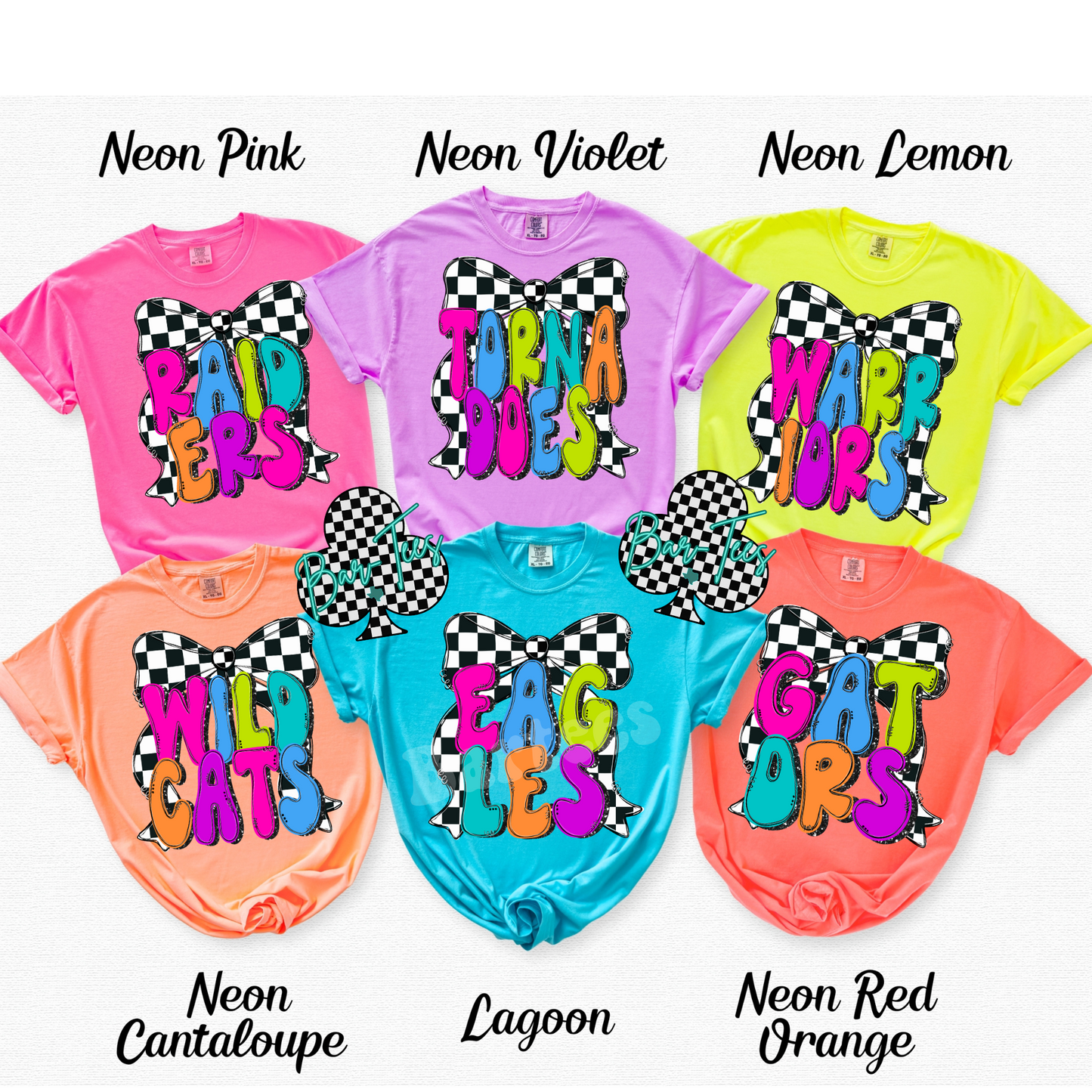 Youth Preppy Neon Checkered Mascot Tees/Sweatshirts