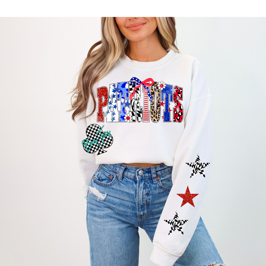 Pinnacle Patriots Funky Font Sweatshirt or tee (can add sleeve design)