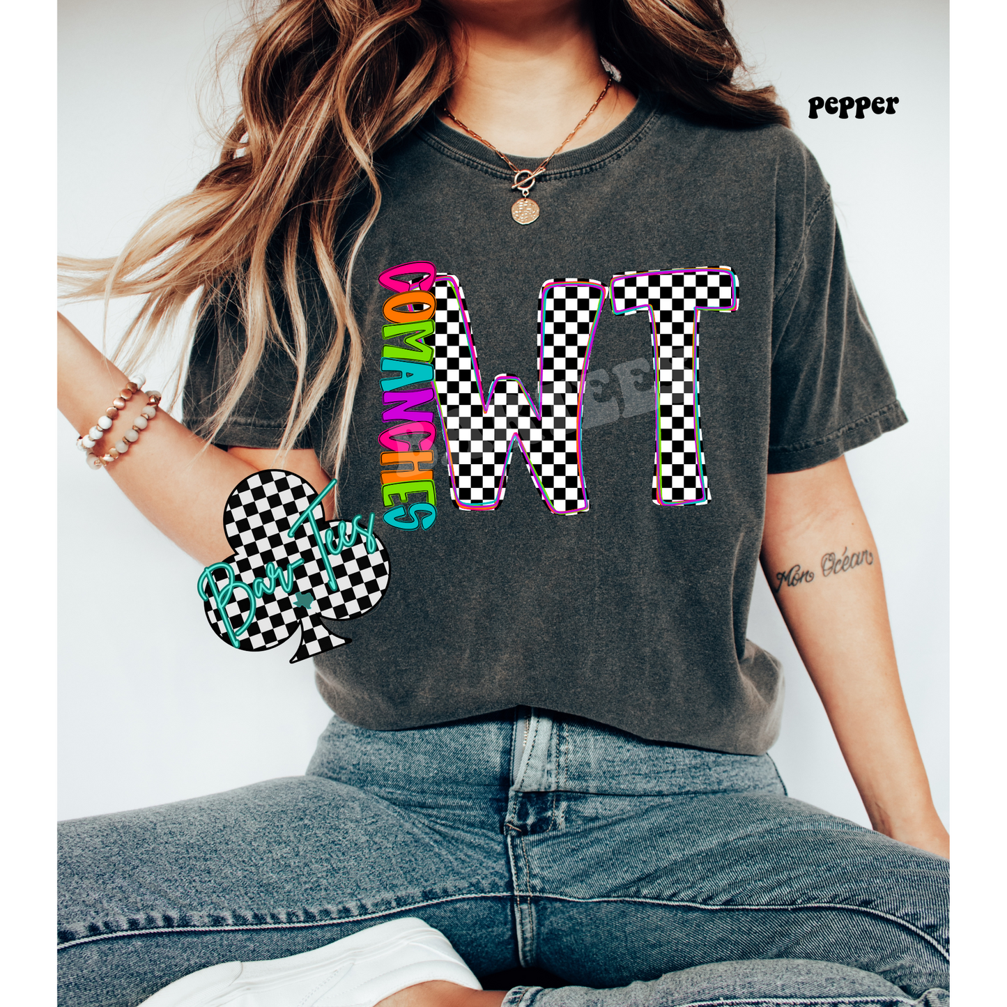 Neon Checkered Monogram Tee