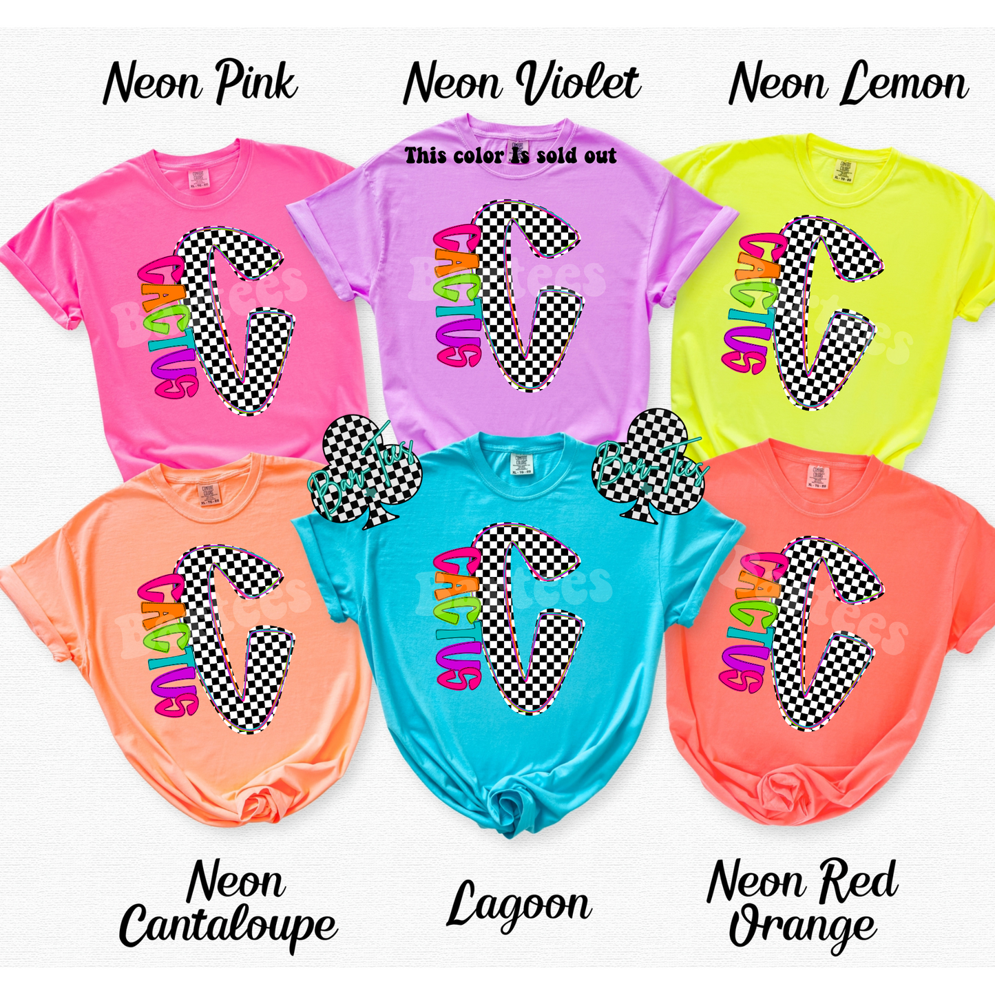Cactus Neon Checkered Monogram