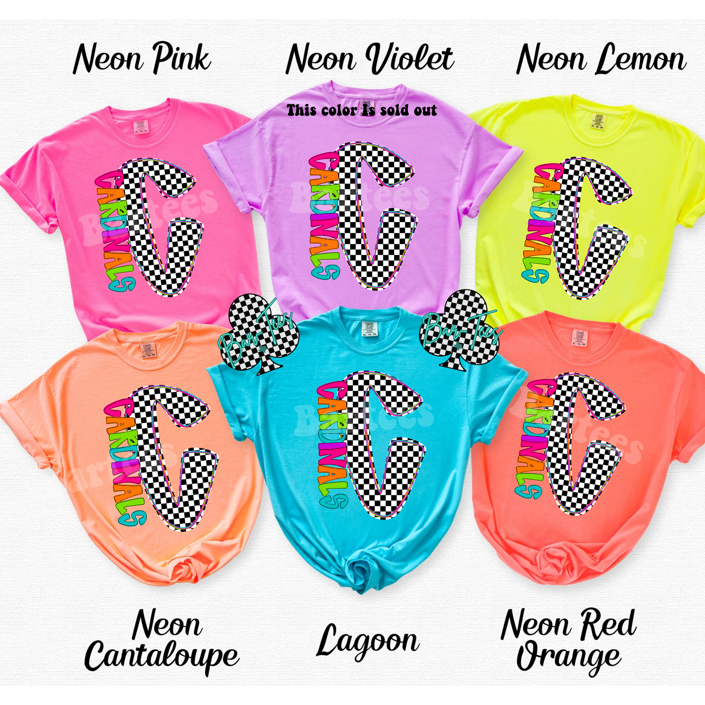 Cardinals Neon Checkered Monogram