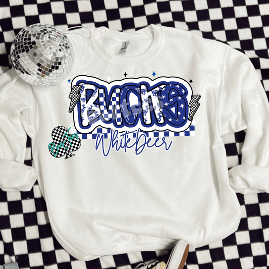 White Deer Bucks Mascot Font Tee/Sweatshirt Adult & Youth