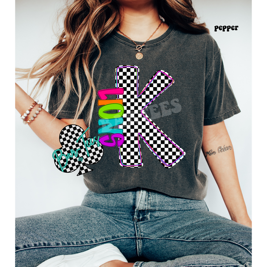 Kelton Lions Neon Checkered Monogram Tee