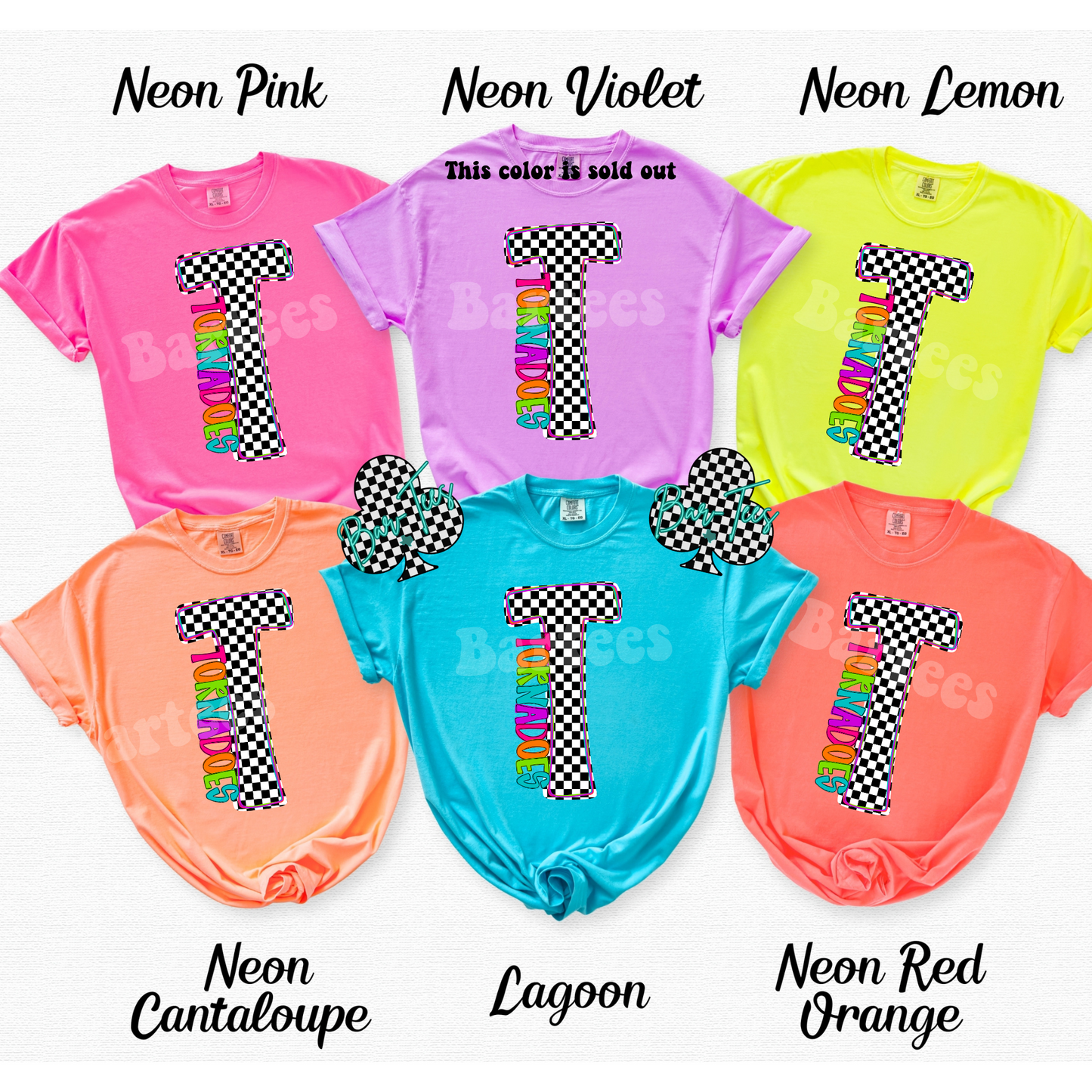Texline Tornadoes Neon Checkered Monogram Tee