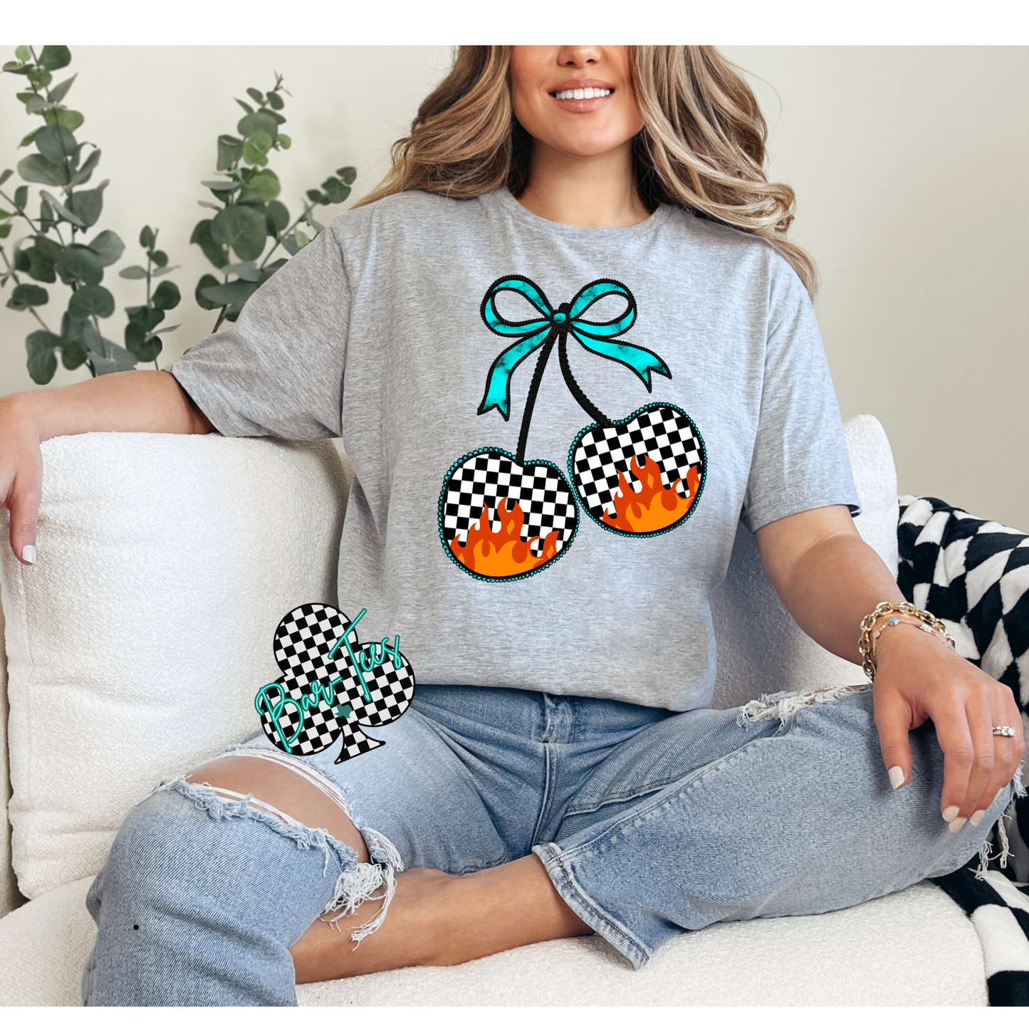 Checkered Flame Cherry Tee