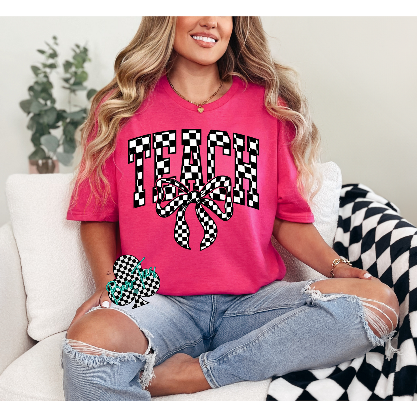 Checkered Teacher & Nurse Tee