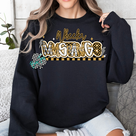 Wheeler Mustangs Mascot Font Tee/Sweatshirt Adult & Youth