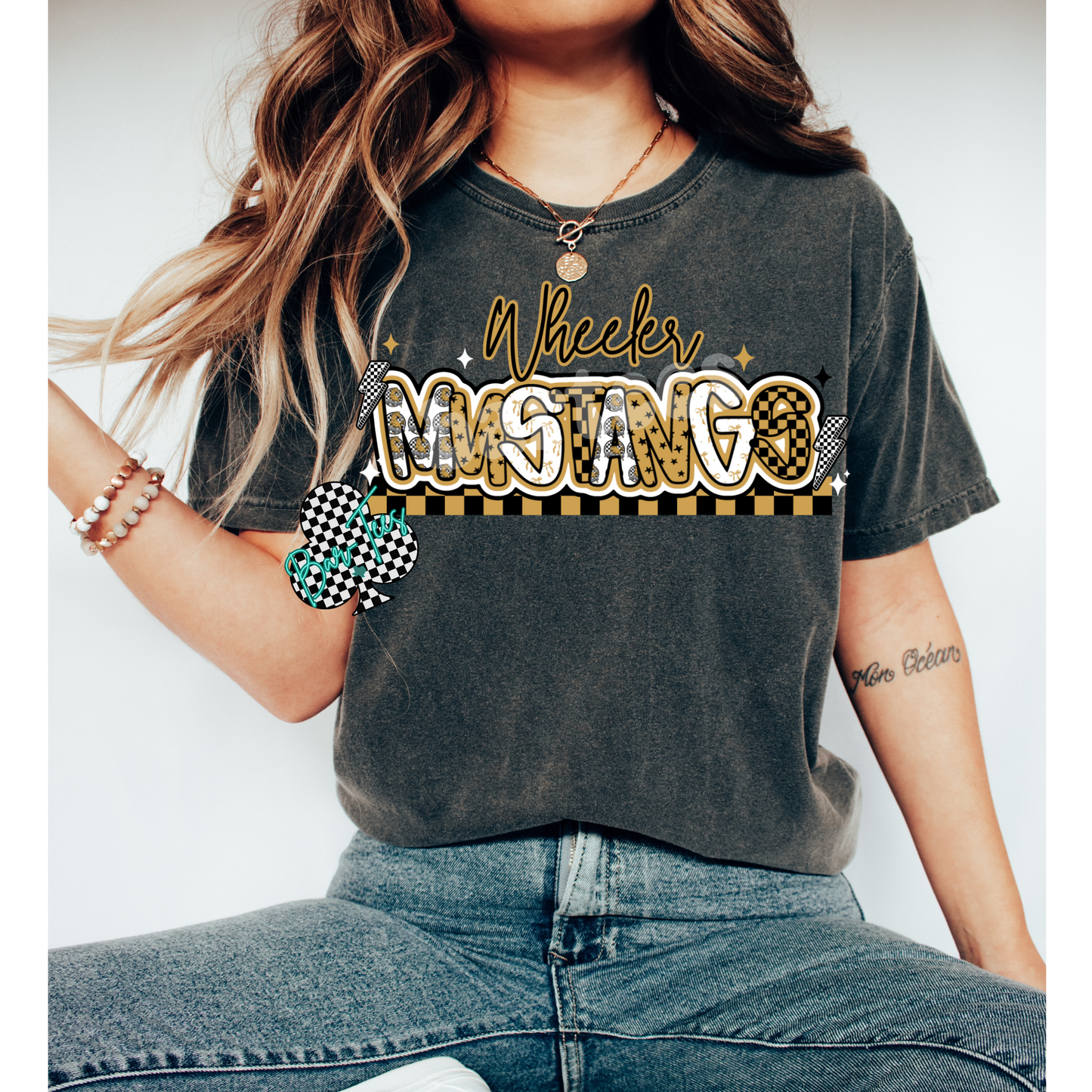 Wheeler Mustangs Mascot Font Tee/Sweatshirt Adult & Youth