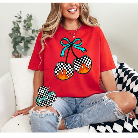 Checkered Flame Cherry Tee