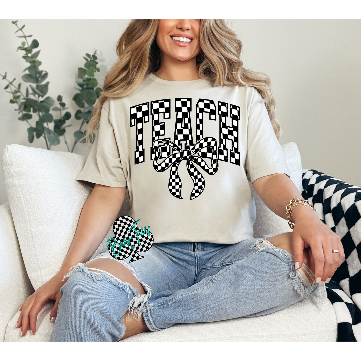 Checkered Teacher & Nurse Tee