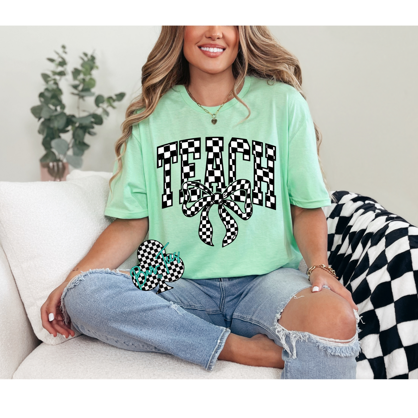 Checkered Teacher & Nurse Tee