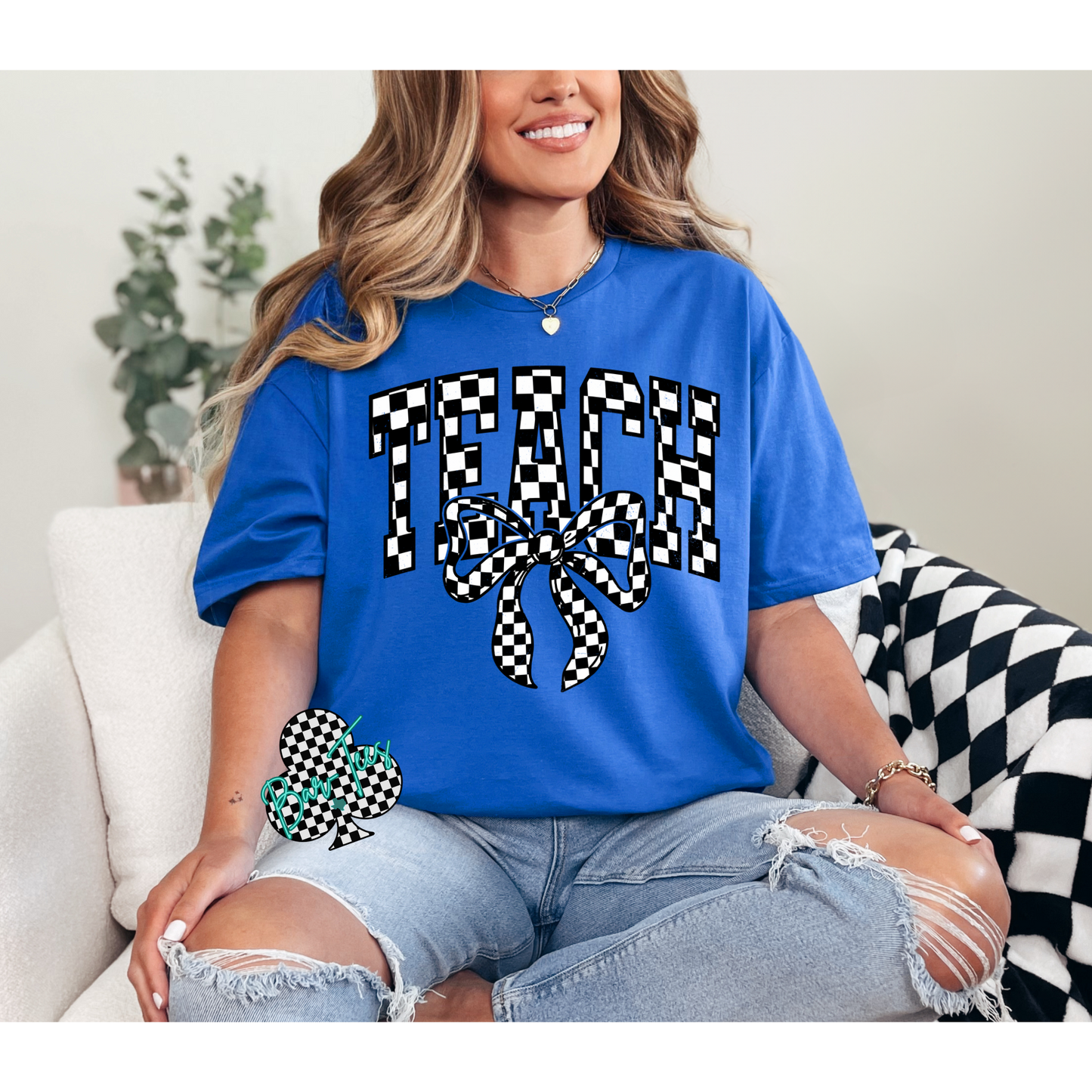Checkered Teacher & Nurse Tee