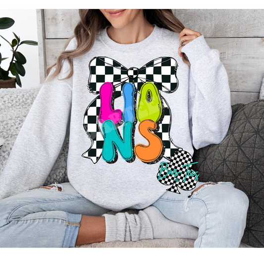 Youth Preppy Neon Checkered Mascot Tees/Sweatshirts