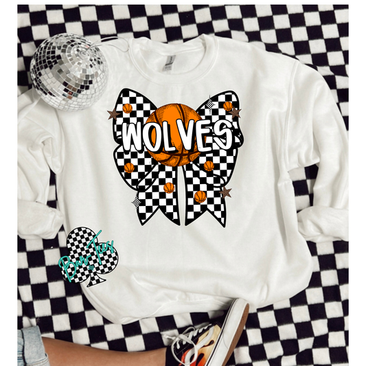 Checkered Basketball Bow tee/sweatshirt