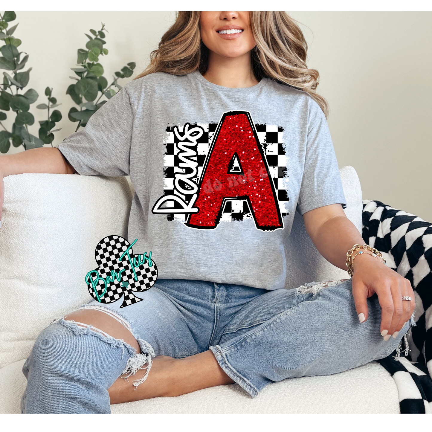 Avondale Checkerd Faux Glitter Mascot Tee