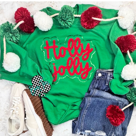 Holly Jolly Glitter & Puff Patch sweatshirt