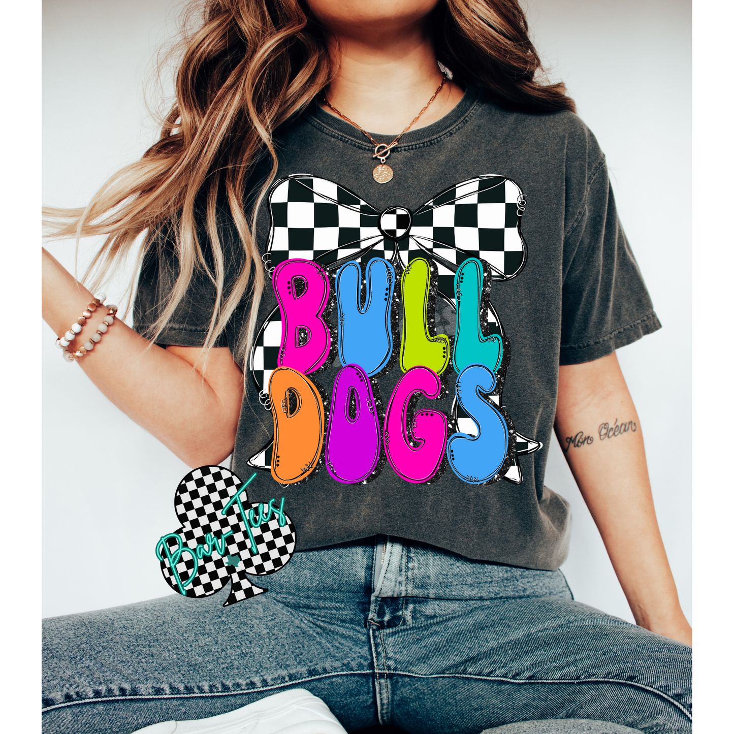 Youth Preppy Neon Checkered Mascot Tees/Sweatshirts