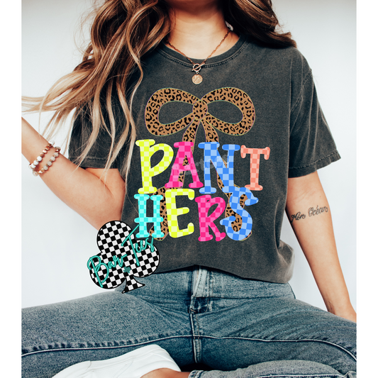 Panthers Leopard Bow Mascot Tee