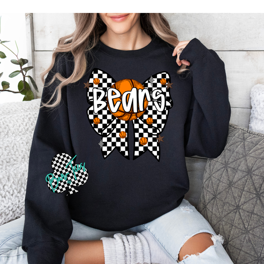 BEARS Checkered Basketball Bow tee/sweatshirt