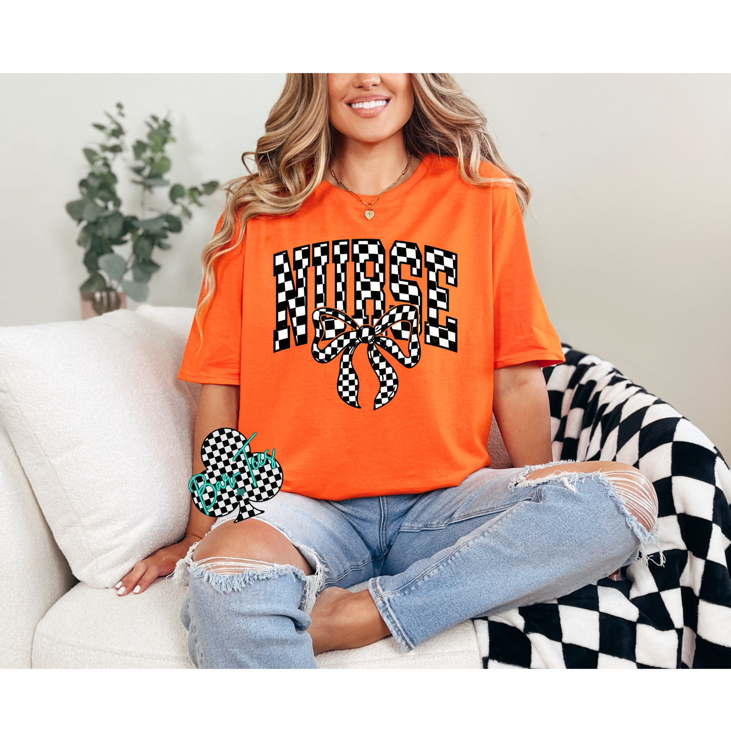 Checkered Teacher & Nurse Tee