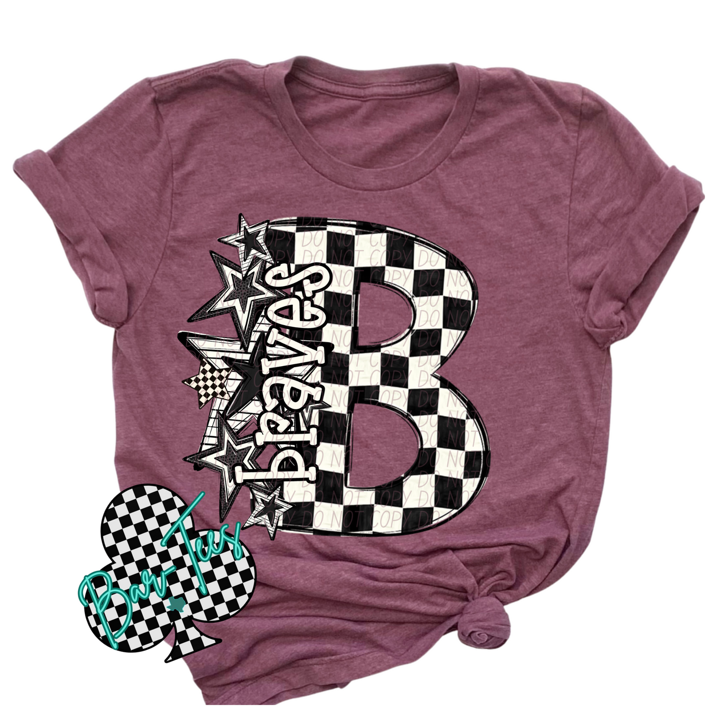 Black & White Checkered Mascot Sweatshirt or tee (can add sleeve design)