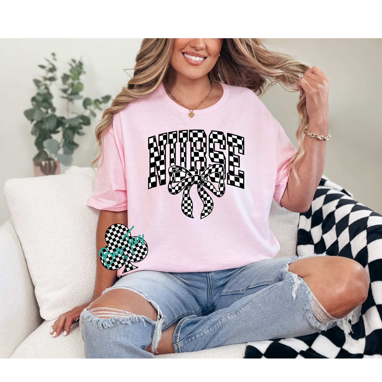 Checkered Teacher & Nurse Tee