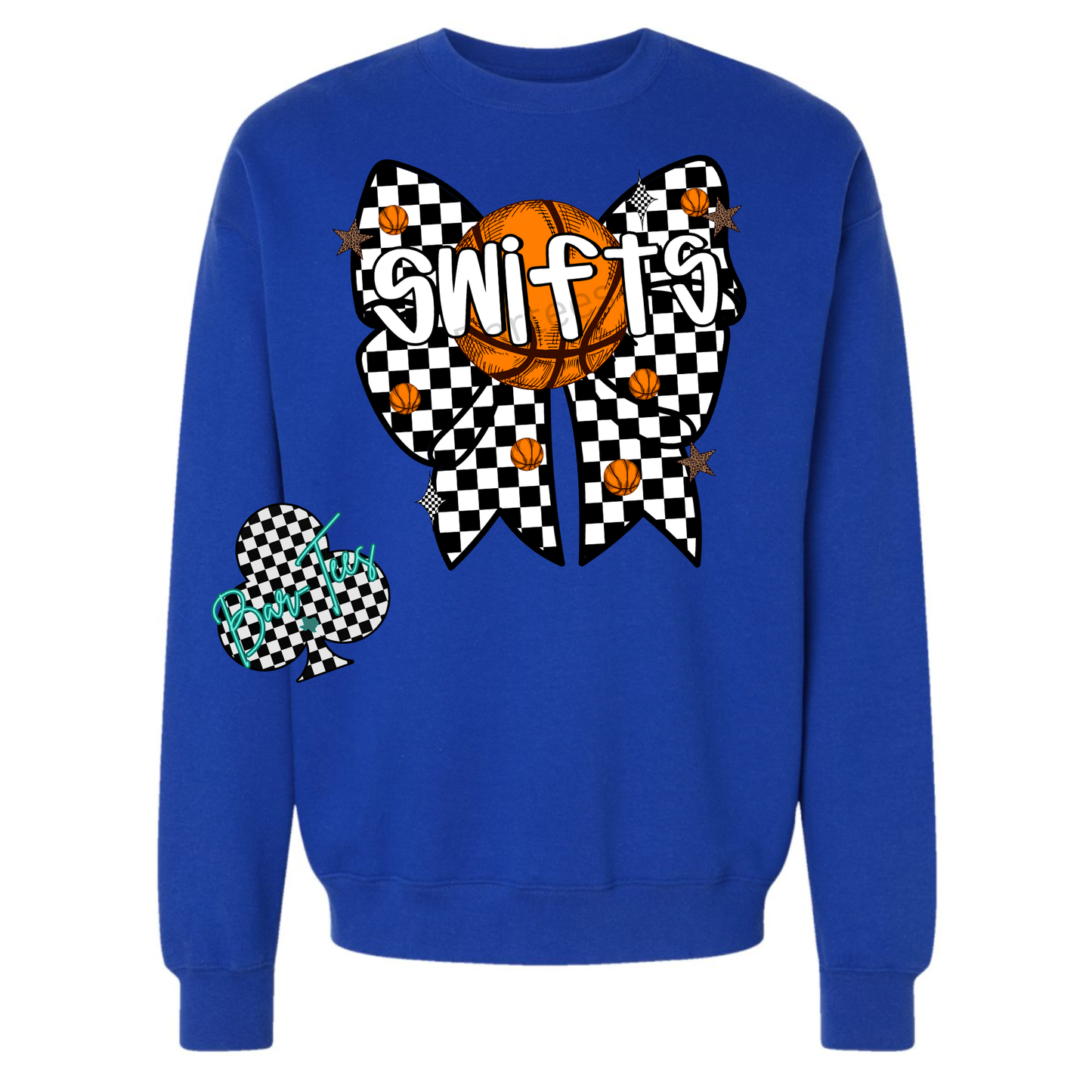 Checkered Basketball Bow tee/sweatshirt