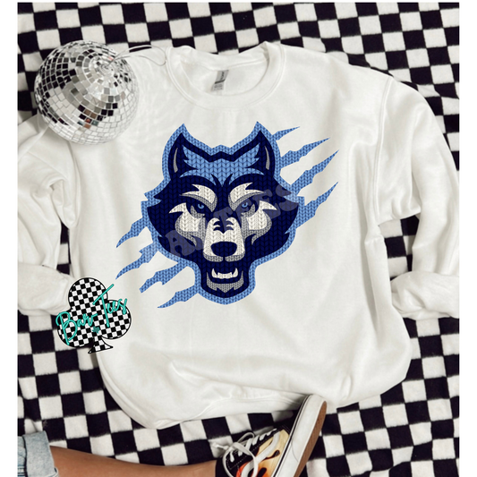 Youth Faux Crochet West Plains Wolves
