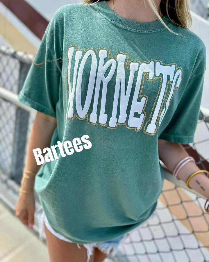 Youth Customizable Double Puff Glitter Comfort Colors Tee